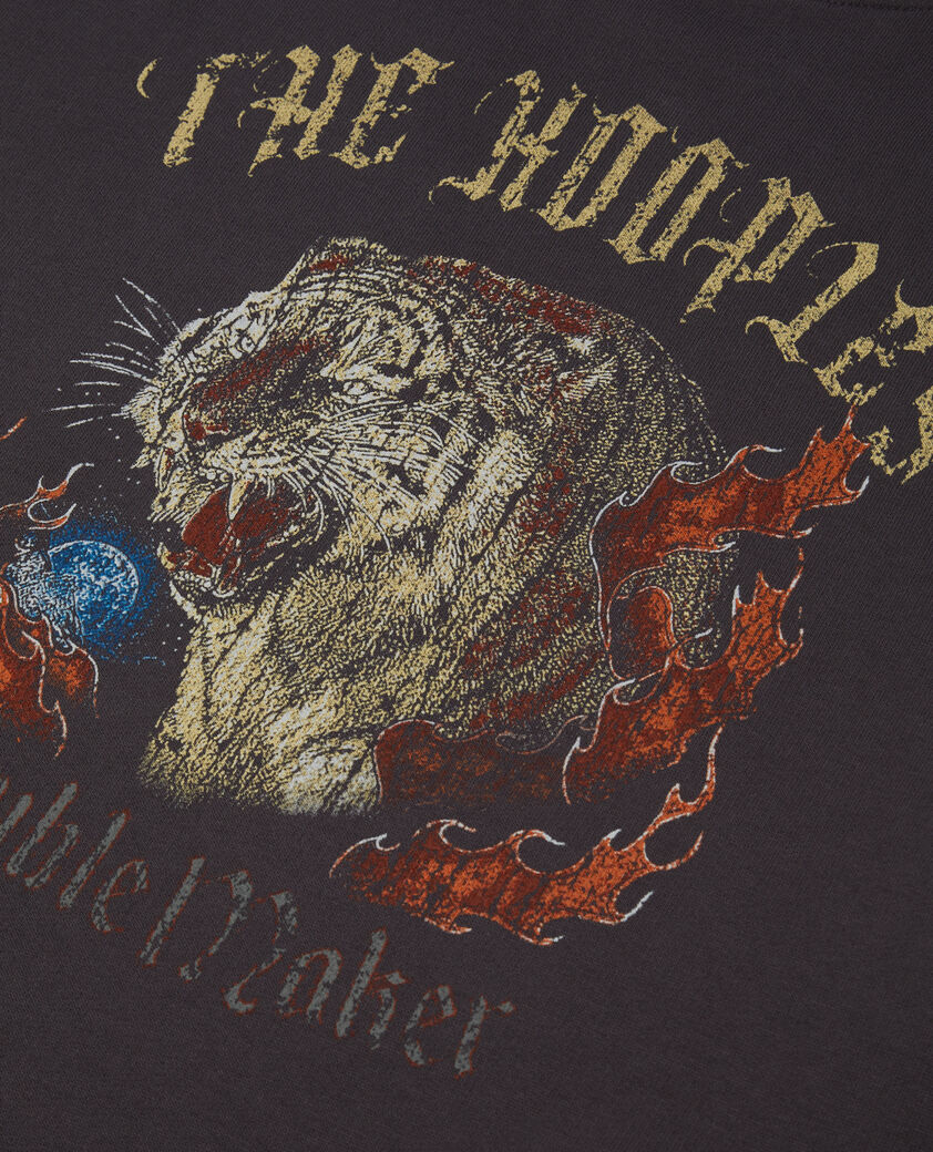 The Kooples HERREN CARBONE carbongraues sweatshirt mit fire-tiger-siebdruck