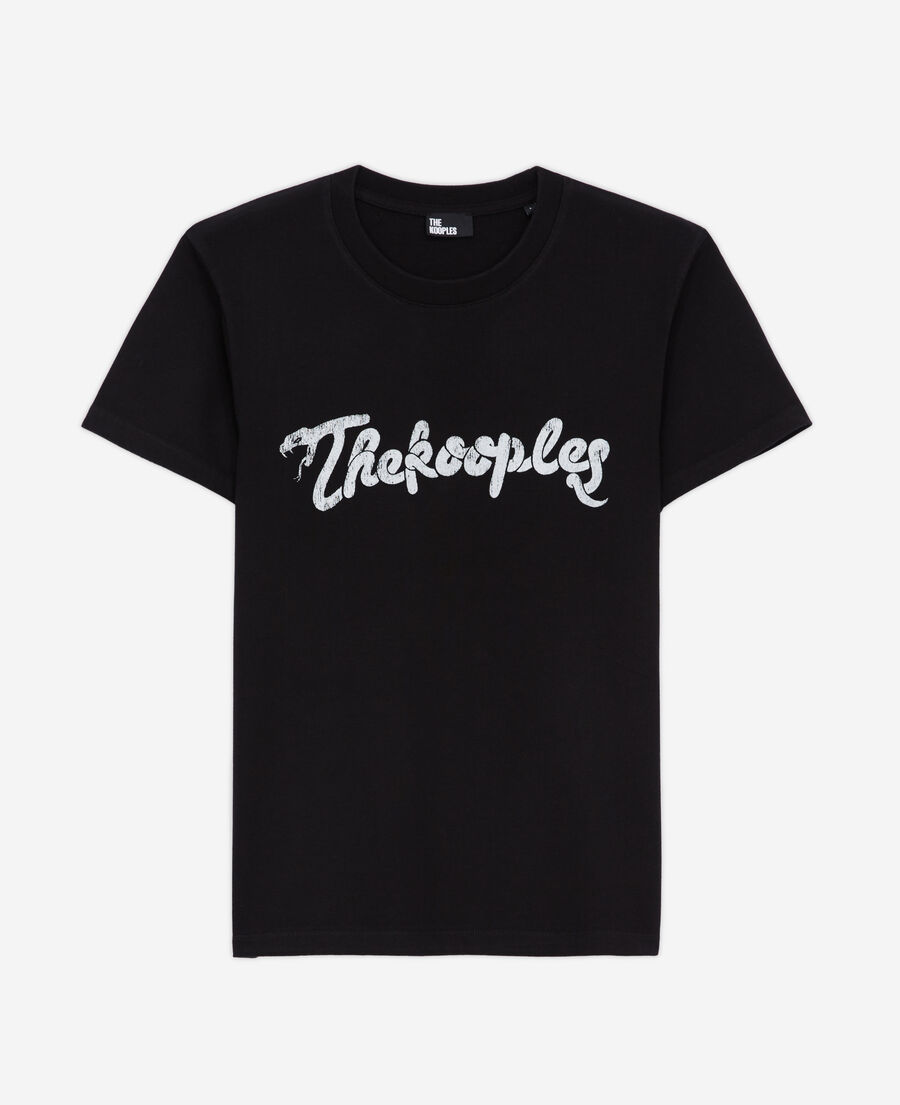 camiseta negra serigrafiada snake logotipo