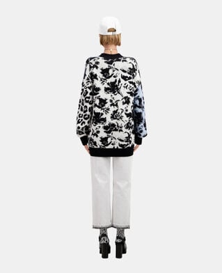 The Kooples MUJER BLUE MELANGE / BLACK cárdigan patchwork mezcla lana