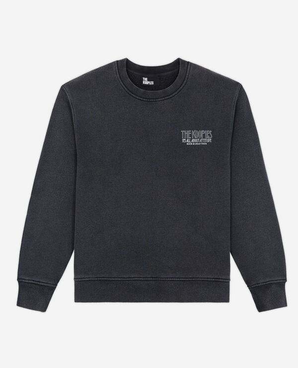black sweatshirt with skull screen print