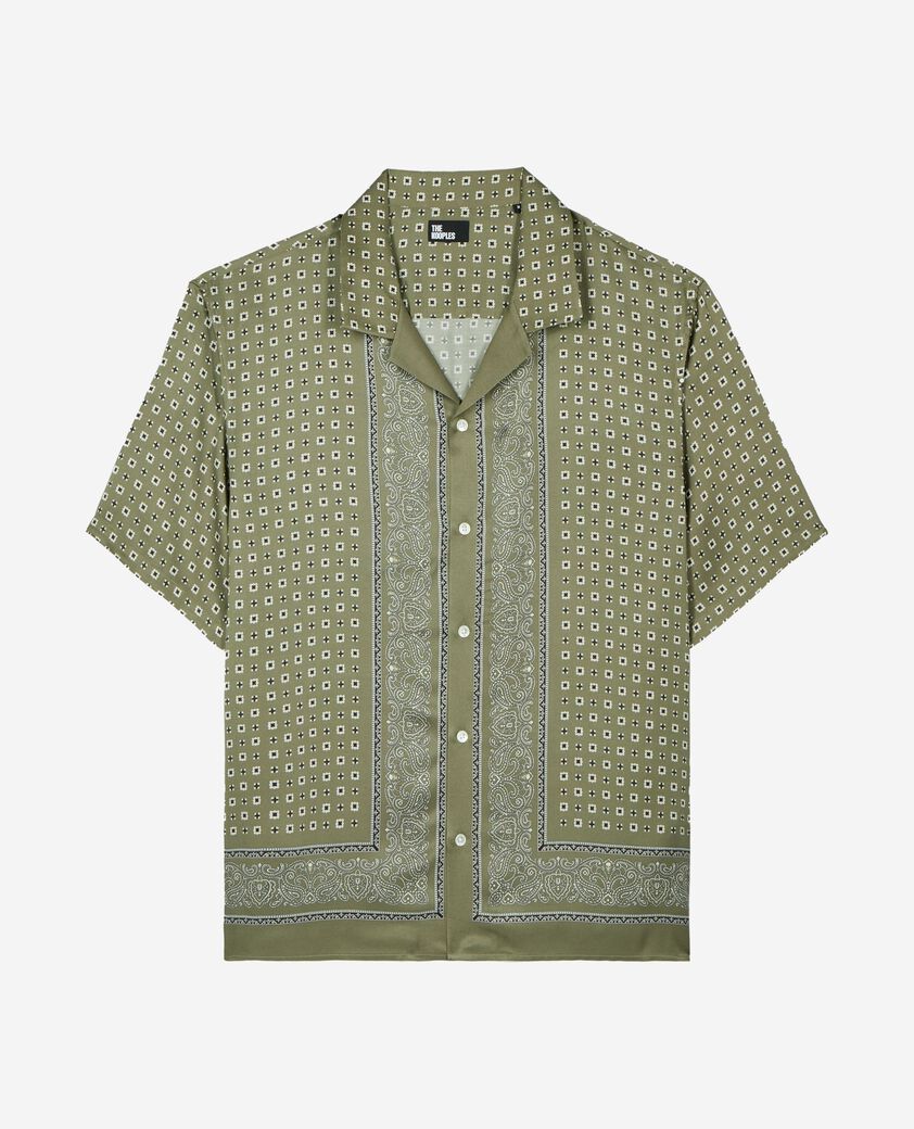 The Kooples H FORET khaki bandana print short-sleeve shirt