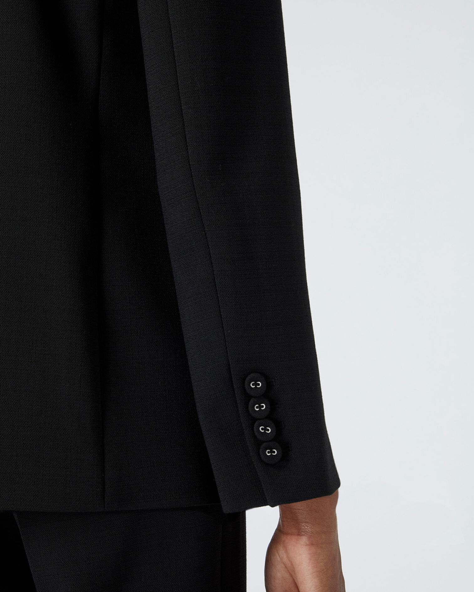 Double-breasted black suit jacket w/pockets, BLACK, hi-res image number null