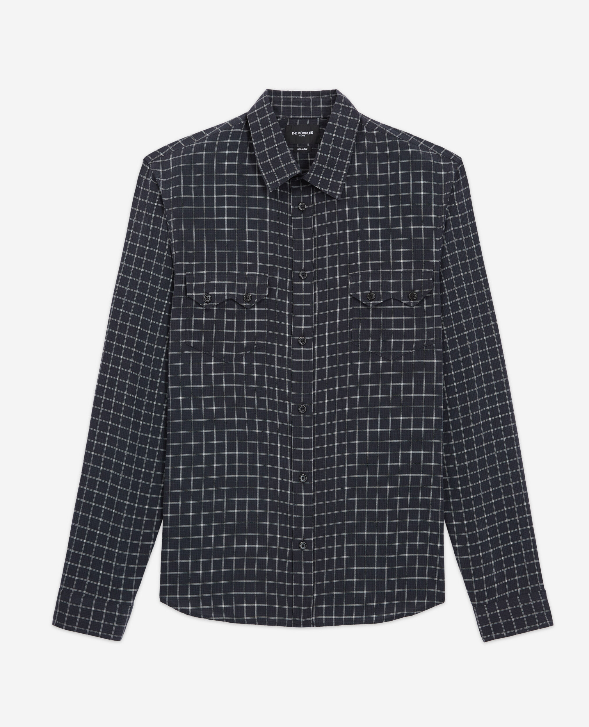 Check shirt with classic collar, DARK GREY, hi-res image number null