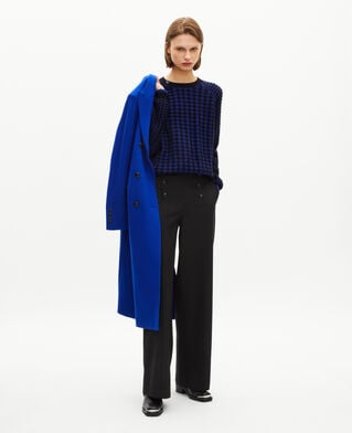 The Kooples DAMEN BLACK NAVY blauer hahnentrittpullover aus wollgemisch