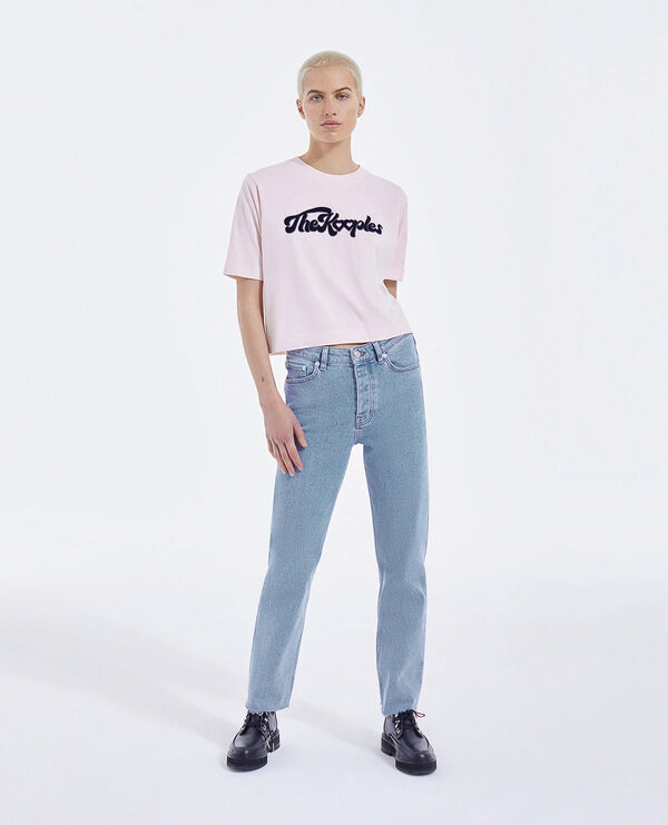 pink cotton t-shirt with the kooples logo