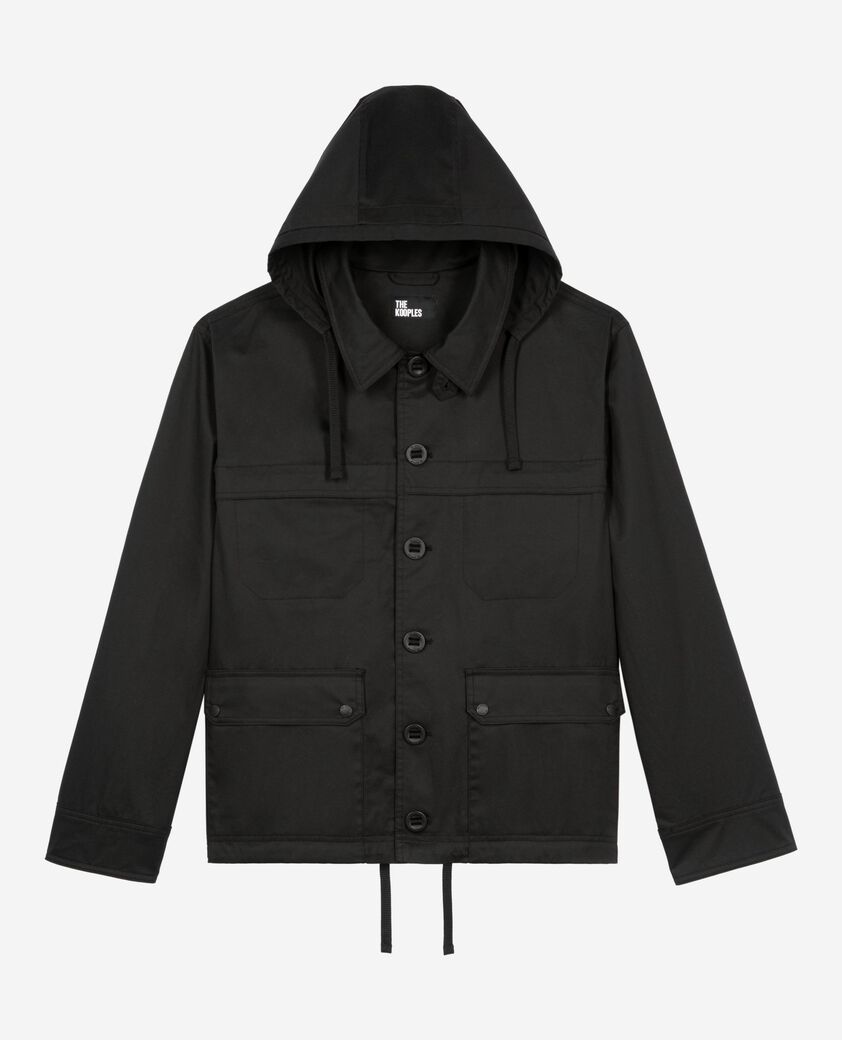 The Kooples HERREN BLACK kurzer parka mit kapuze schwarz