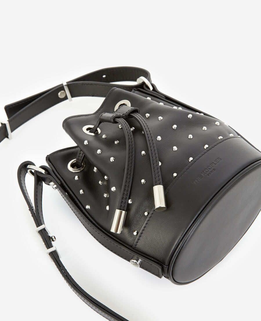 studded small tina bag in smooth black leather