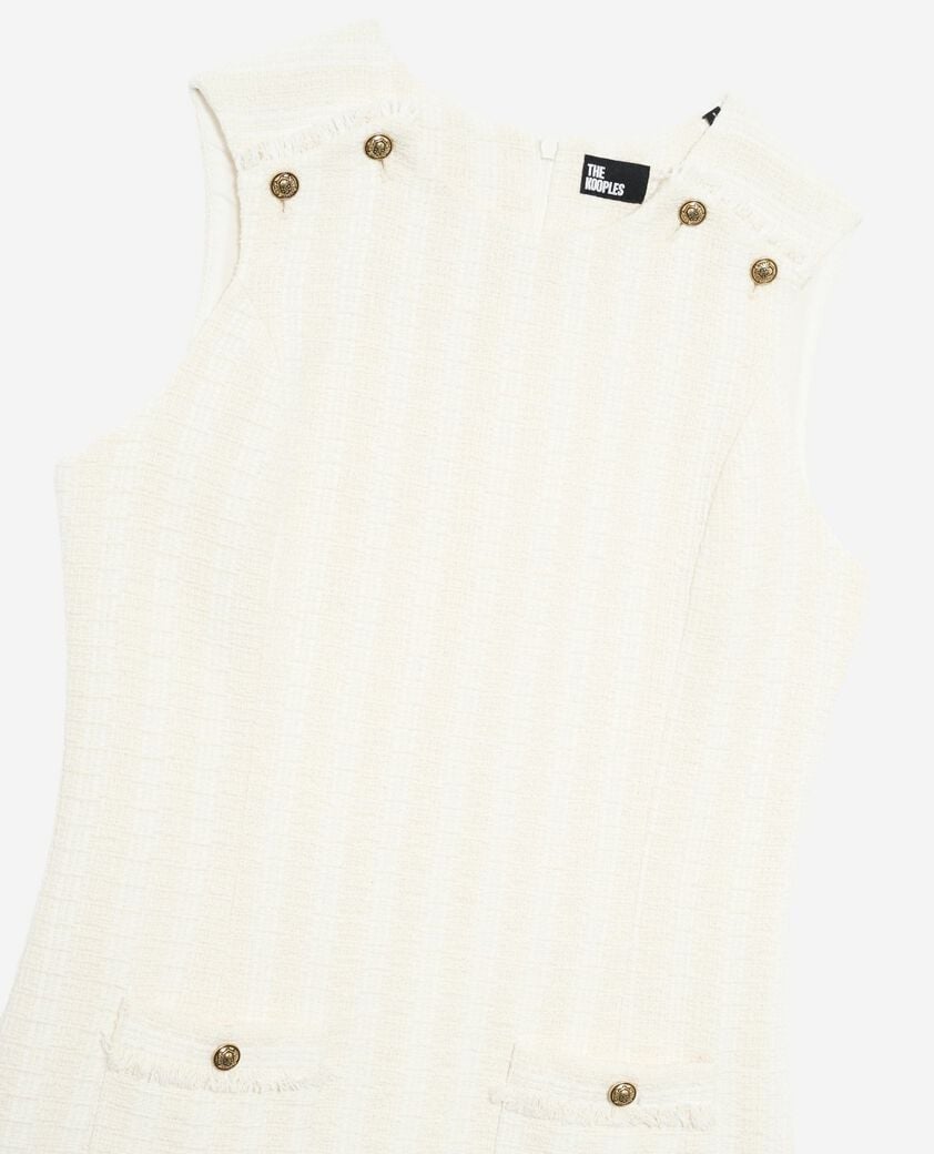 The Kooples FEMME ECRU robe courte sans manches en tweed écrue