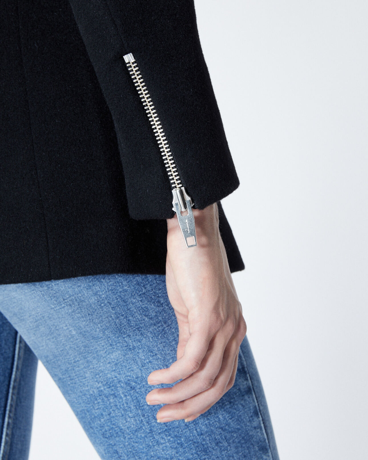 The Kooples FEMME BLACK veste noire laine cachemire zippée