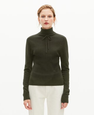 The Kooples F KAKI khaki cashmere turtleneck sweater