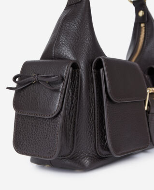 The Kooples WOMEN BROWN brown grained leather amelia bag