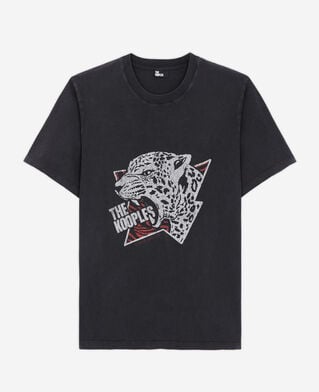 The Kooples HOMME BLACK WASHED t-shirt homme sérigraphié tigre
