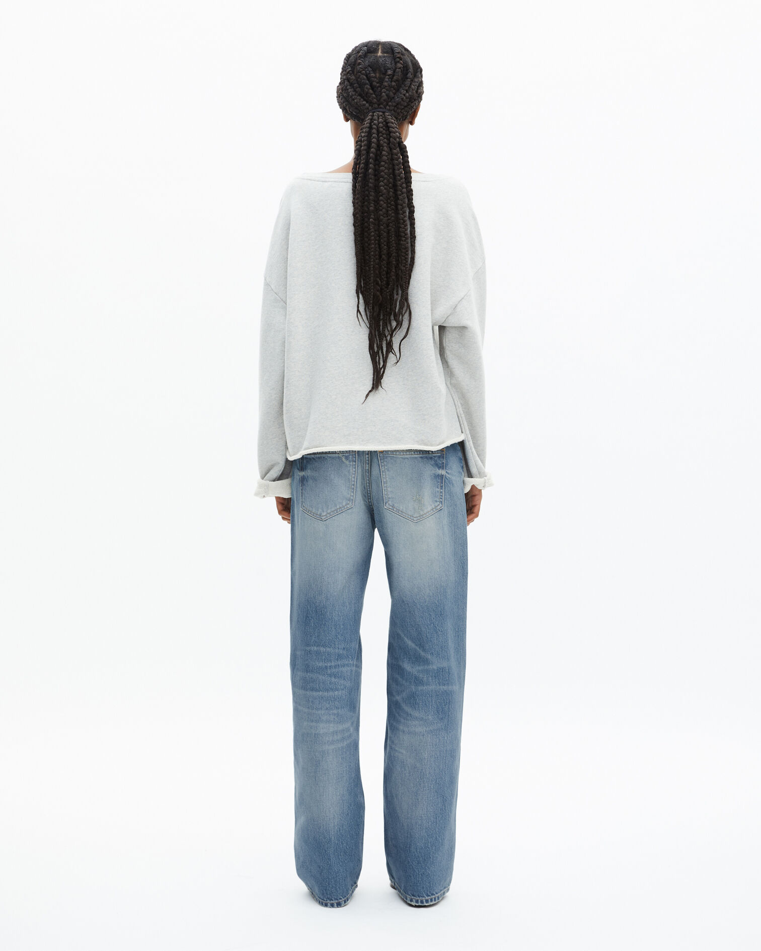 Siebdruck-Sweatshirt grau, GREY MELANGE, hi-res image number null
