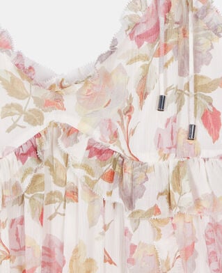 The Kooples MUJER BEIGE / RED vestido corto de seda con estampado floral