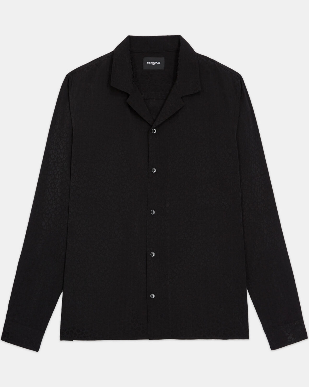 The Kooples MEN BLACK leopard print shirt with hawaiian collar