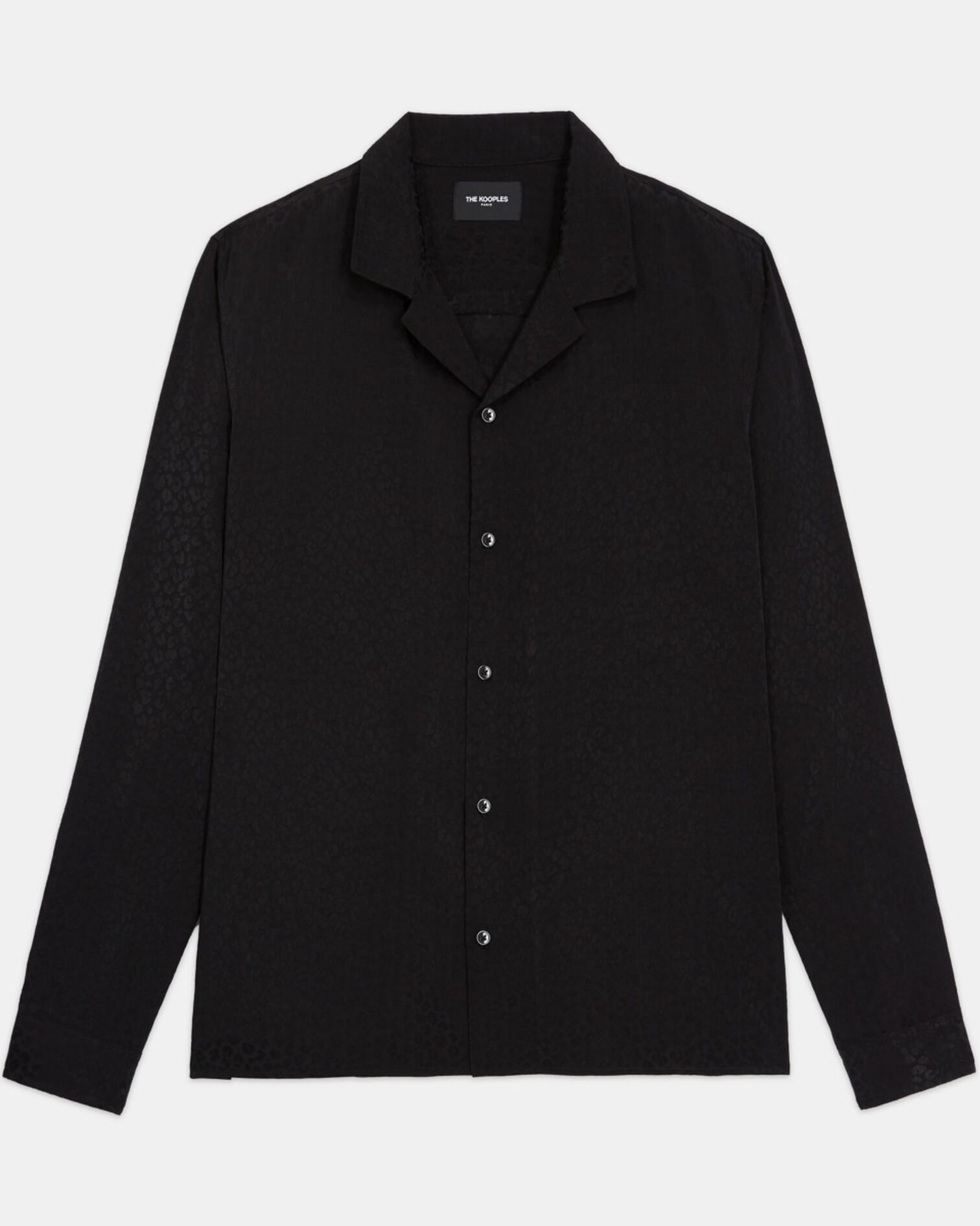 Leopard print shirt with hawaiian collar, BLACK, hi-res image number null