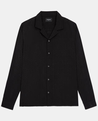The Kooples HOMME BLACK chemise col hawaïen léopard noire
