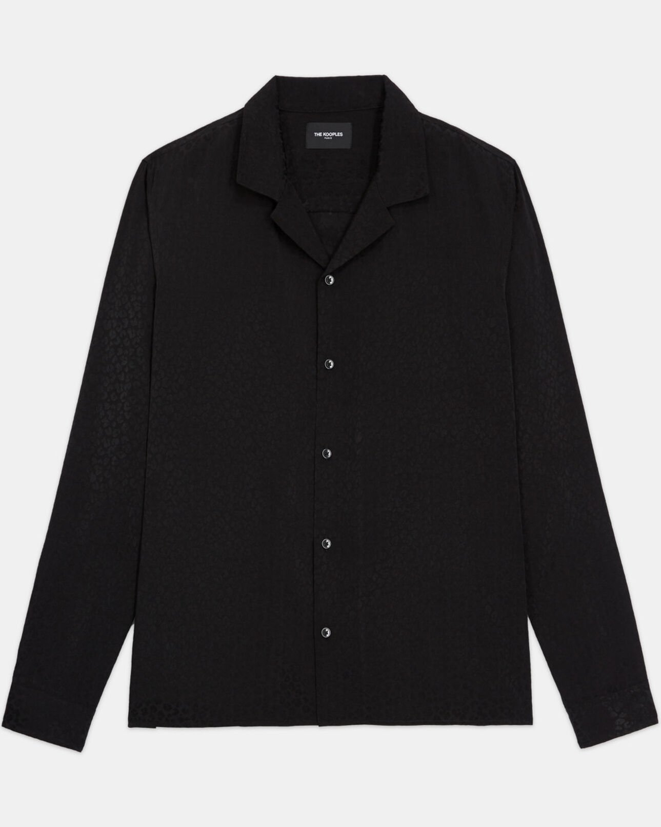 The Kooples MEN BLACK leopard print shirt with hawaiian collar