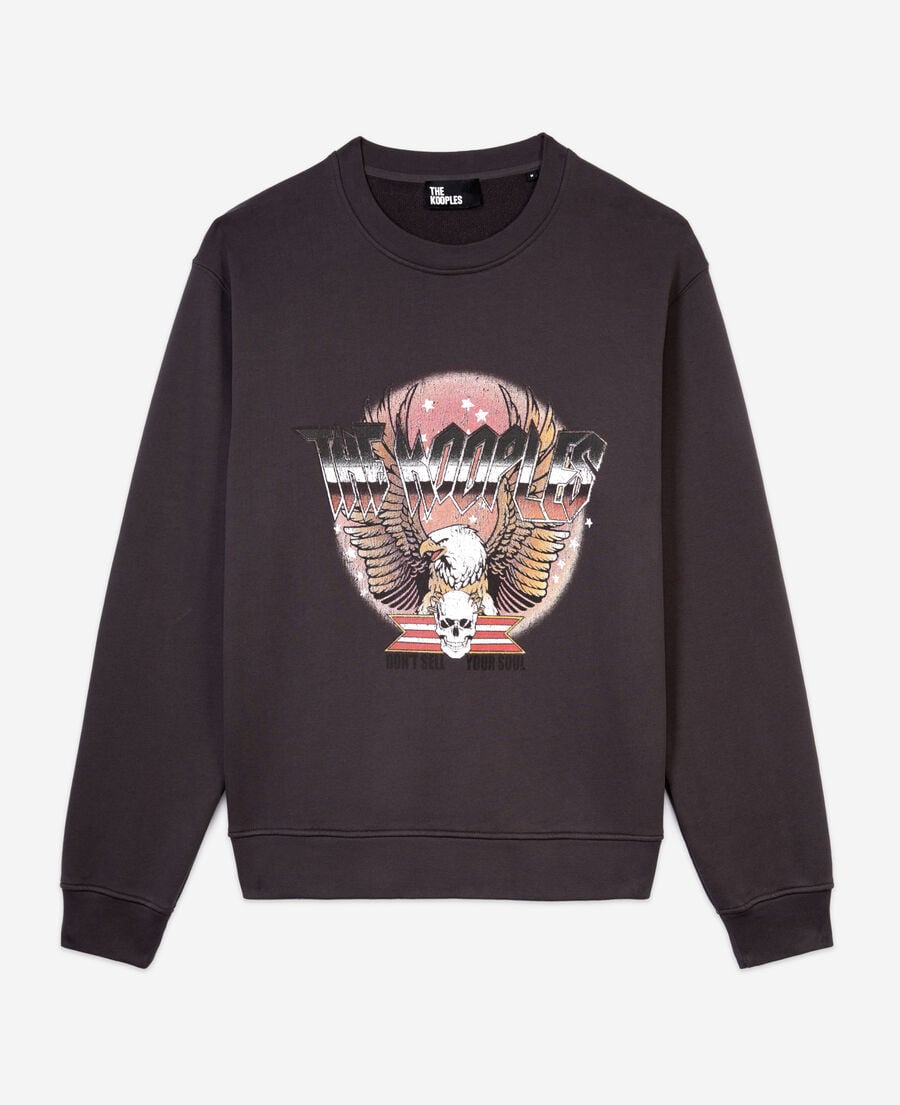 The Kooples MEN CARBONE carbon gray sweatshirt with rock eagle serigraphy