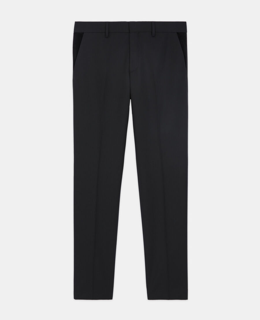 pantalon de costume en laine noir