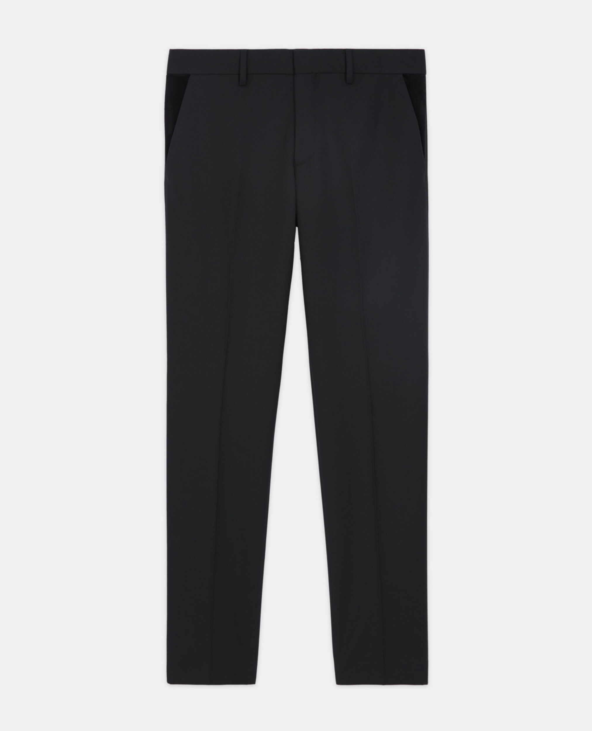 Pantalon de costume en laine noir, BLACK, hi-res image number null