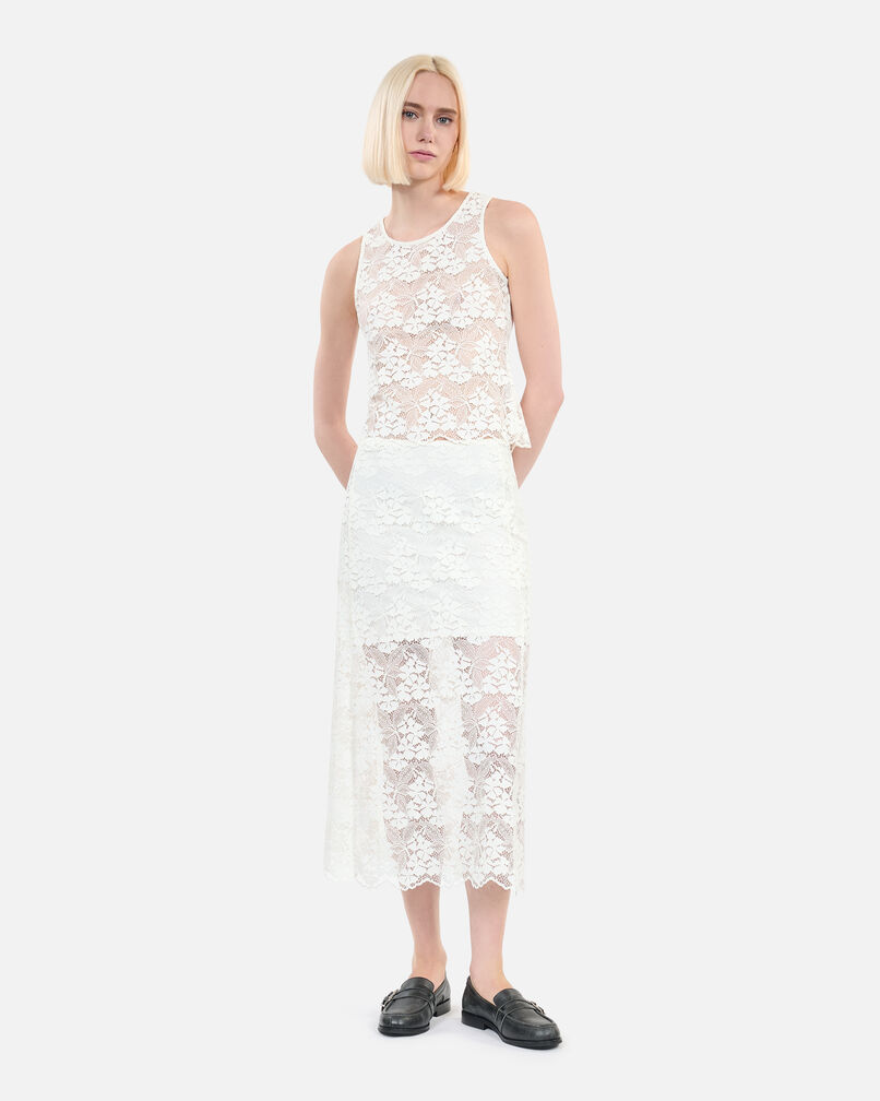 The Kooples DAMEN ECRU ecrufarbenes top mit spitzendetails
