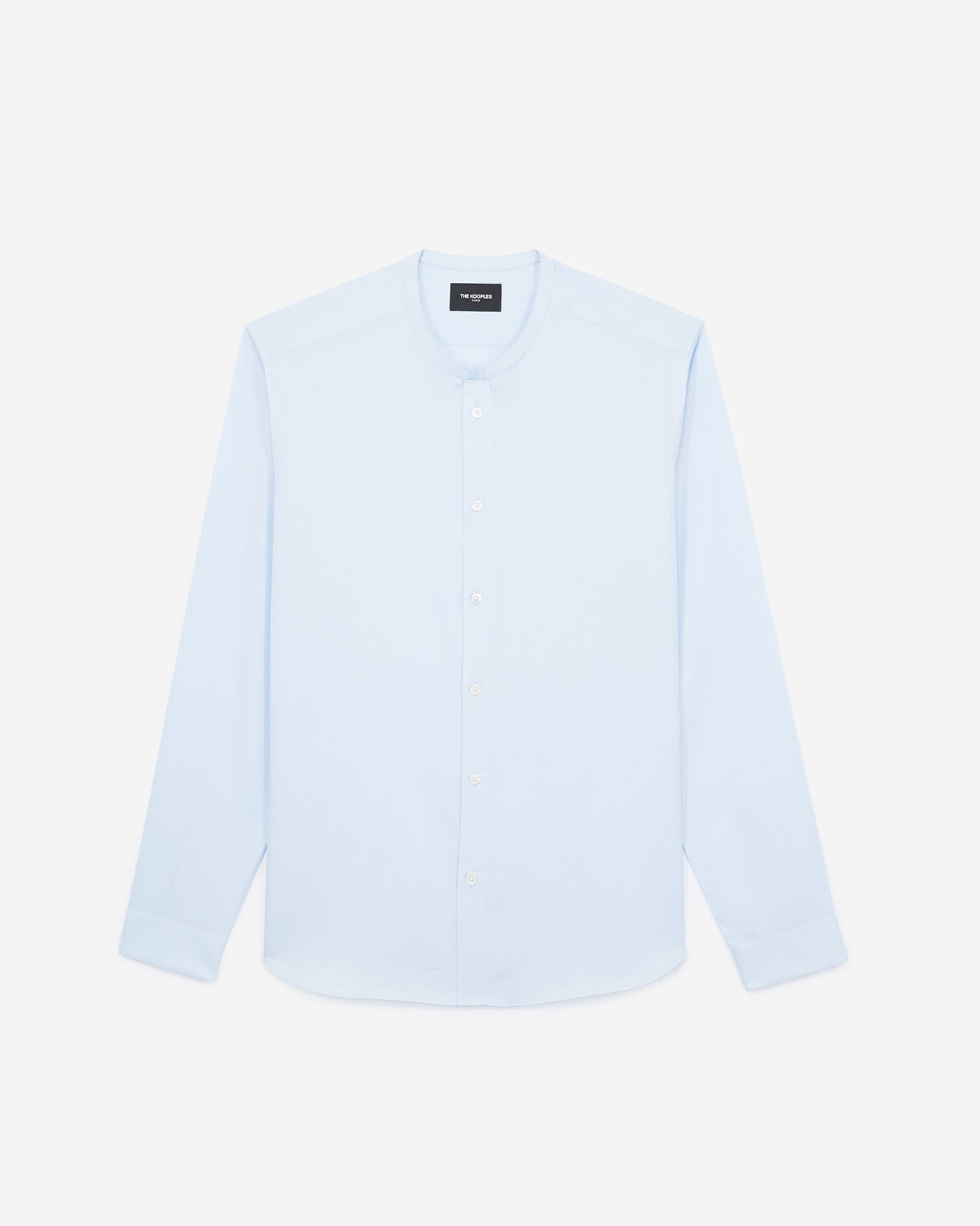 Collarless, wide-fitting, sky blue cotton shirt, SKY, hi-res image number null