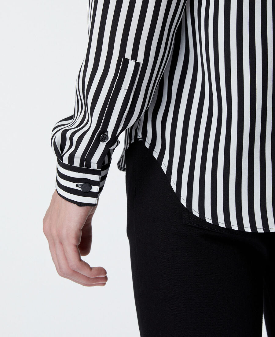 Campo No de moda reserva Camisa seda blanca negra rayas | The Kooples