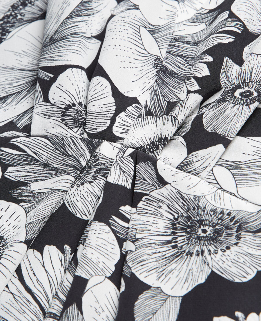 The Kooples DAMEN BLACK WHITE langes seidenkleid mit blumenmotiv