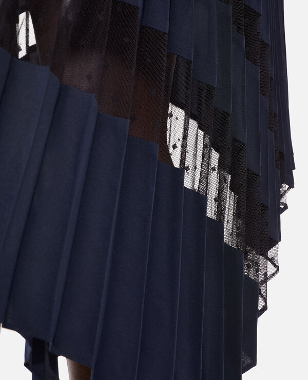 The Kooples WOMEN NAVY navy blue pleated long skirt