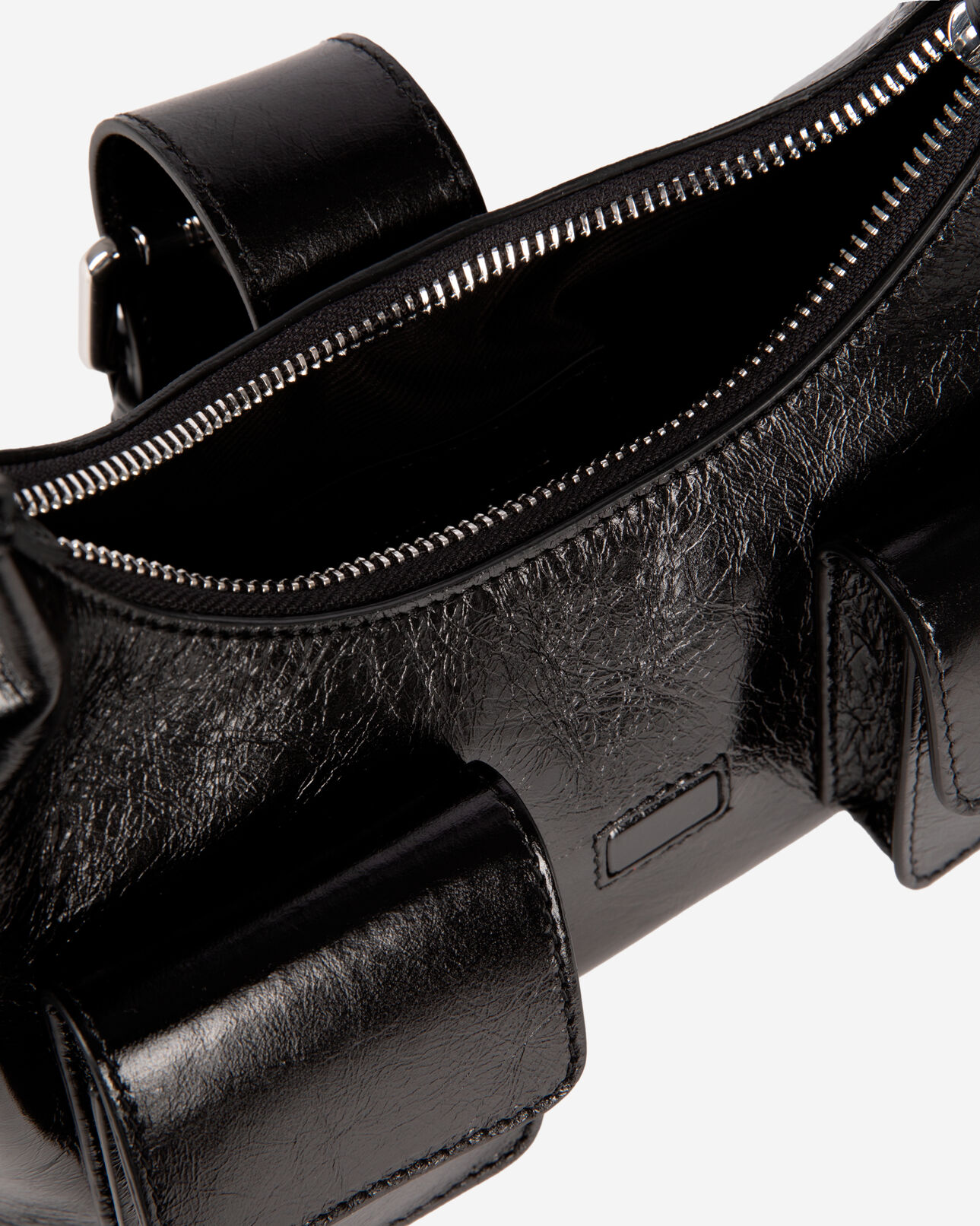 The Kooples WOMEN BLACK amelia small bag in black cracked leather