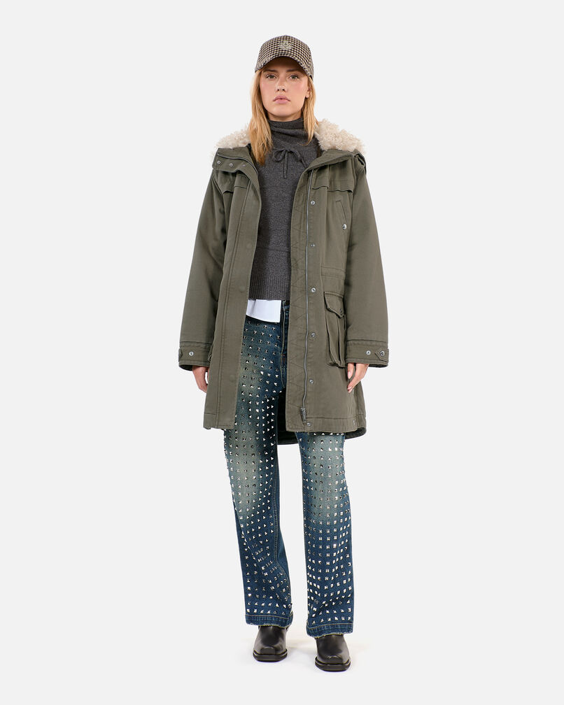 The Kooples F OLIVE NIGHT khaki hooded parka