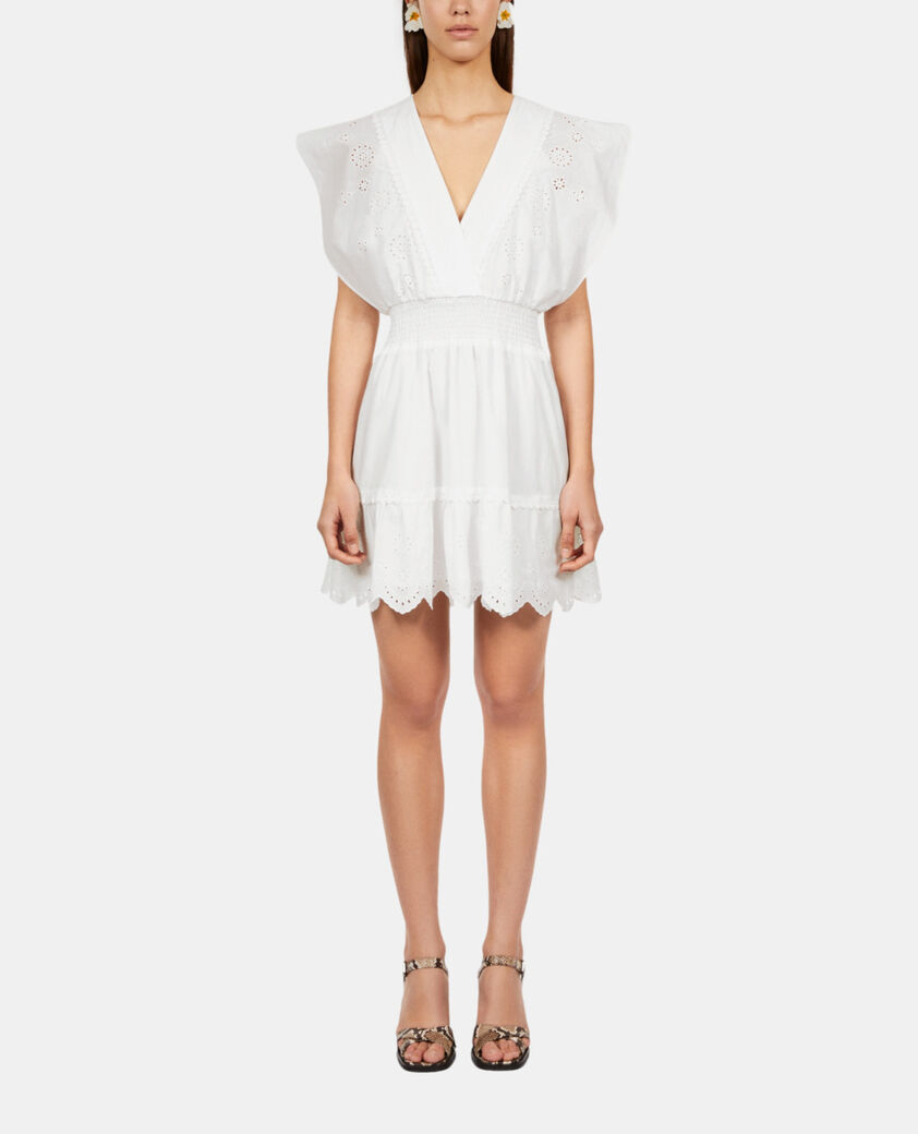 The Kooples DAMEN WHITE kurzes, weißes kleid mit englischer stickerei