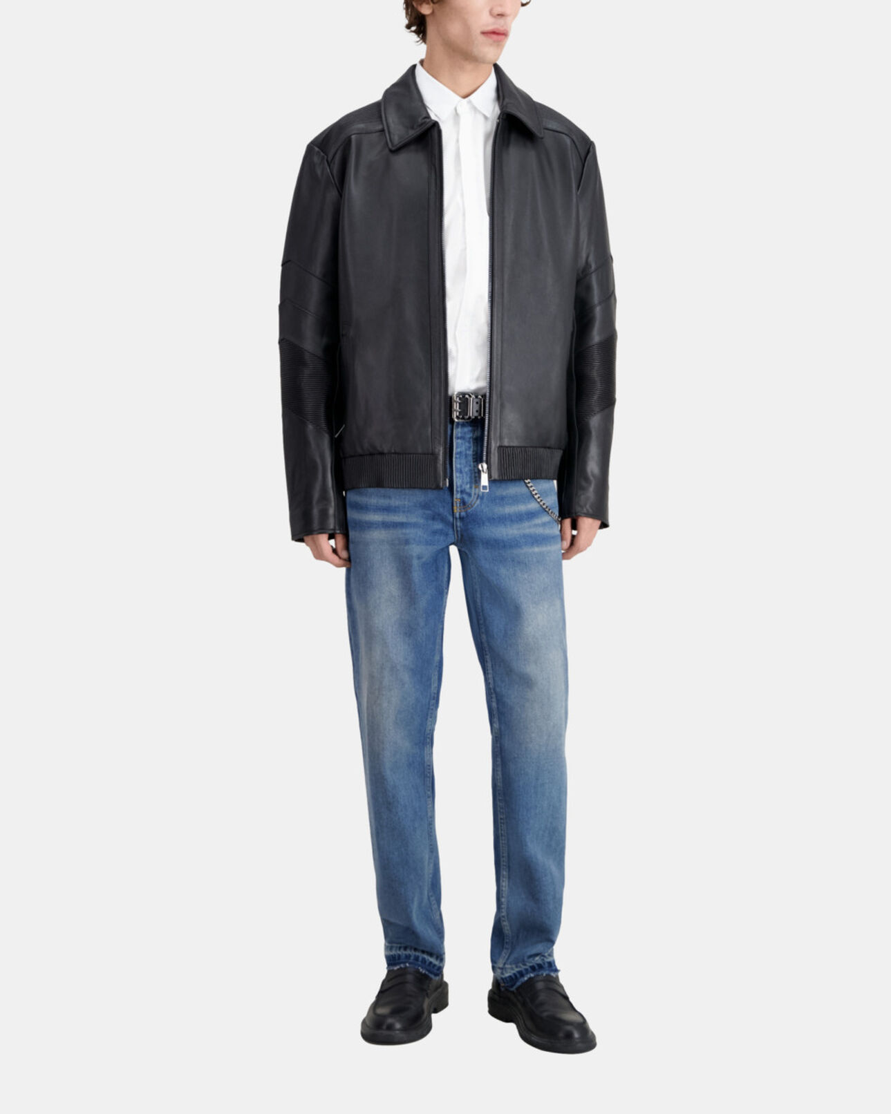 The Kooples MEN BLACK black leather biker jacket