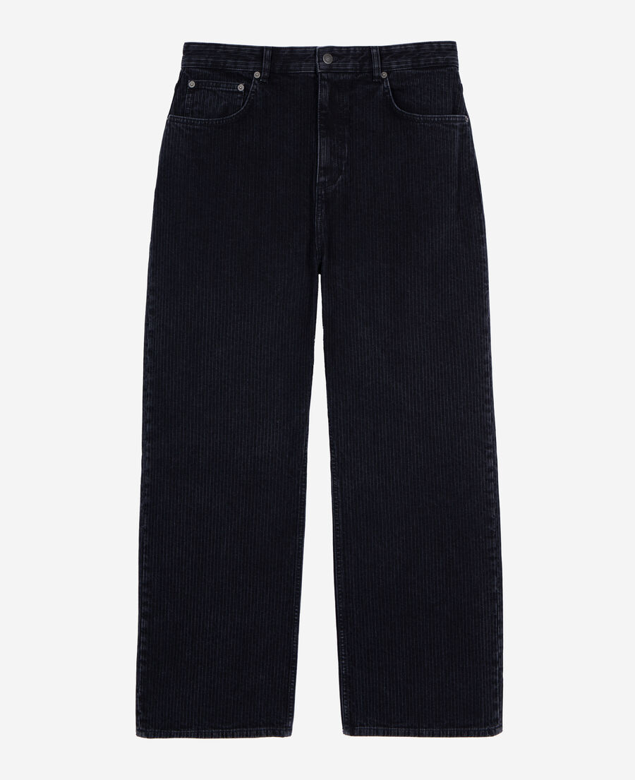 The Kooples HOMME BLACK WASHED jean baggy effet côtelé noir