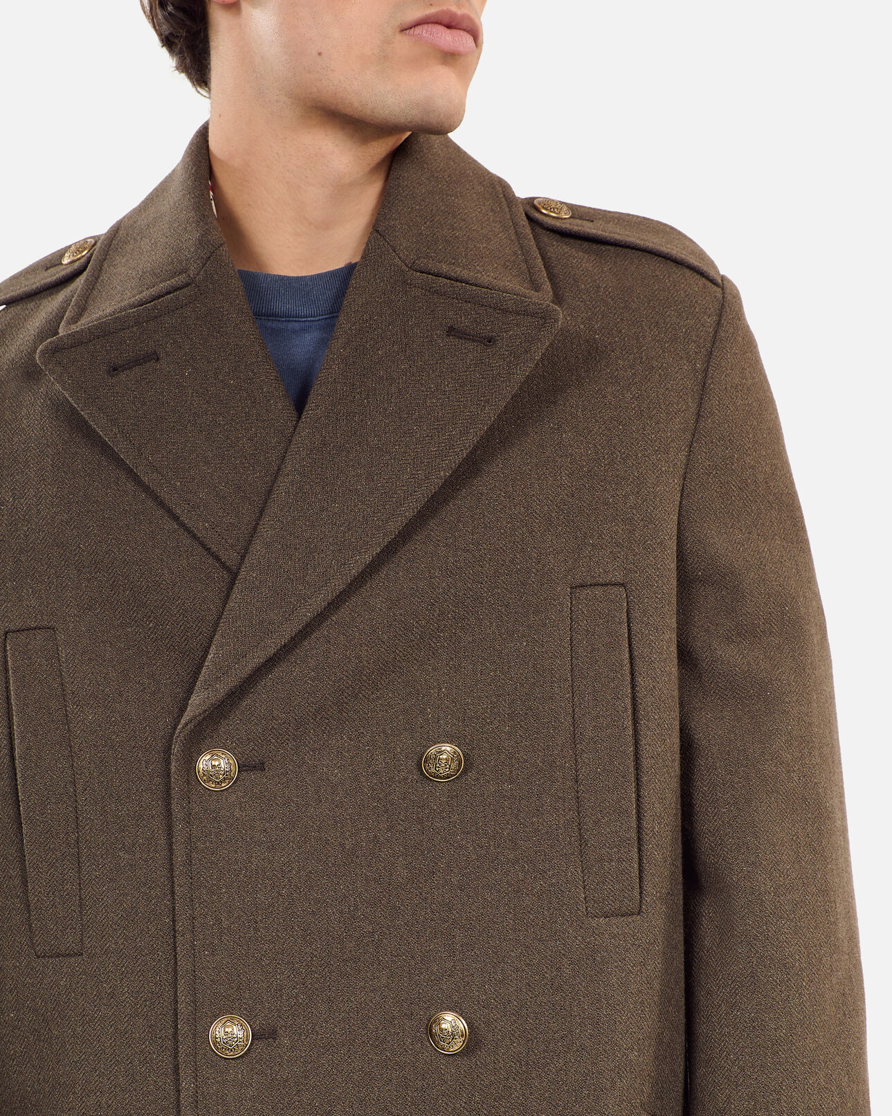 The Kooples HOMME KAKI manteau long style officier kaki