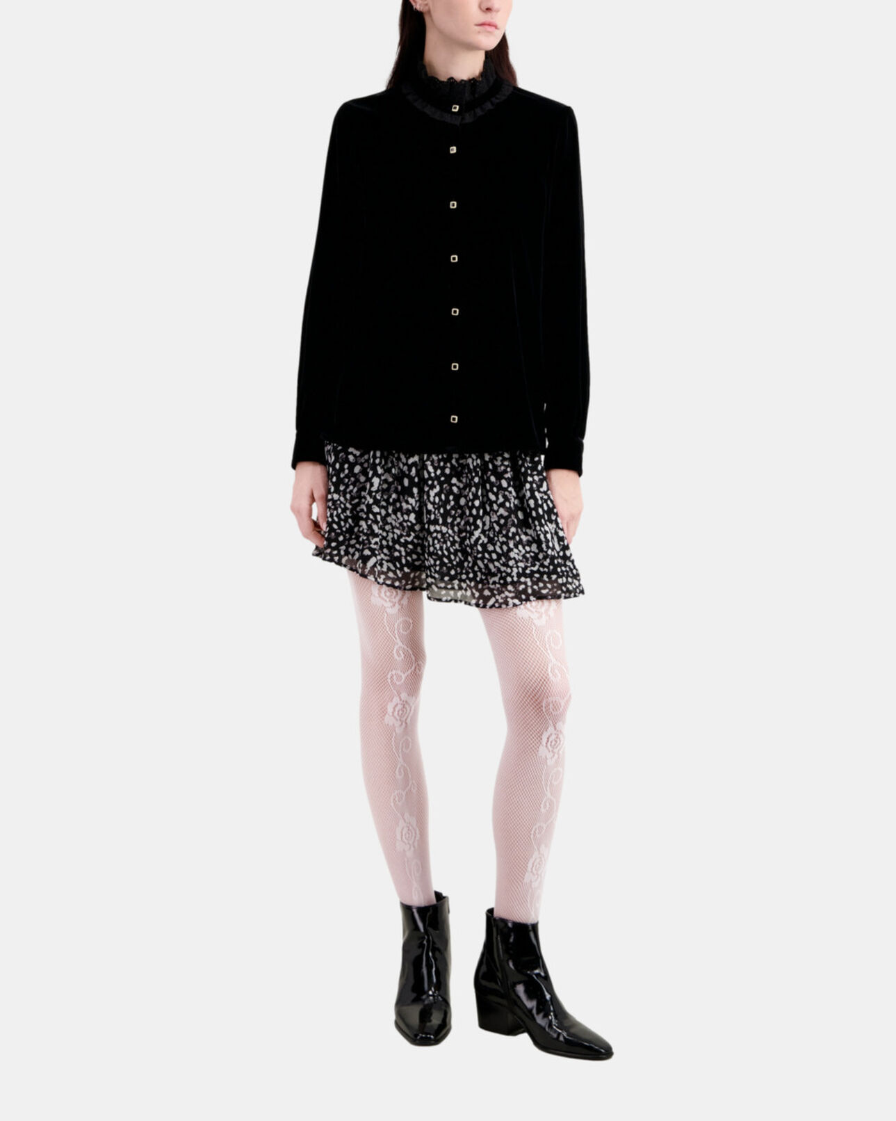 The Kooples WOMEN BLACK black velvet shirt