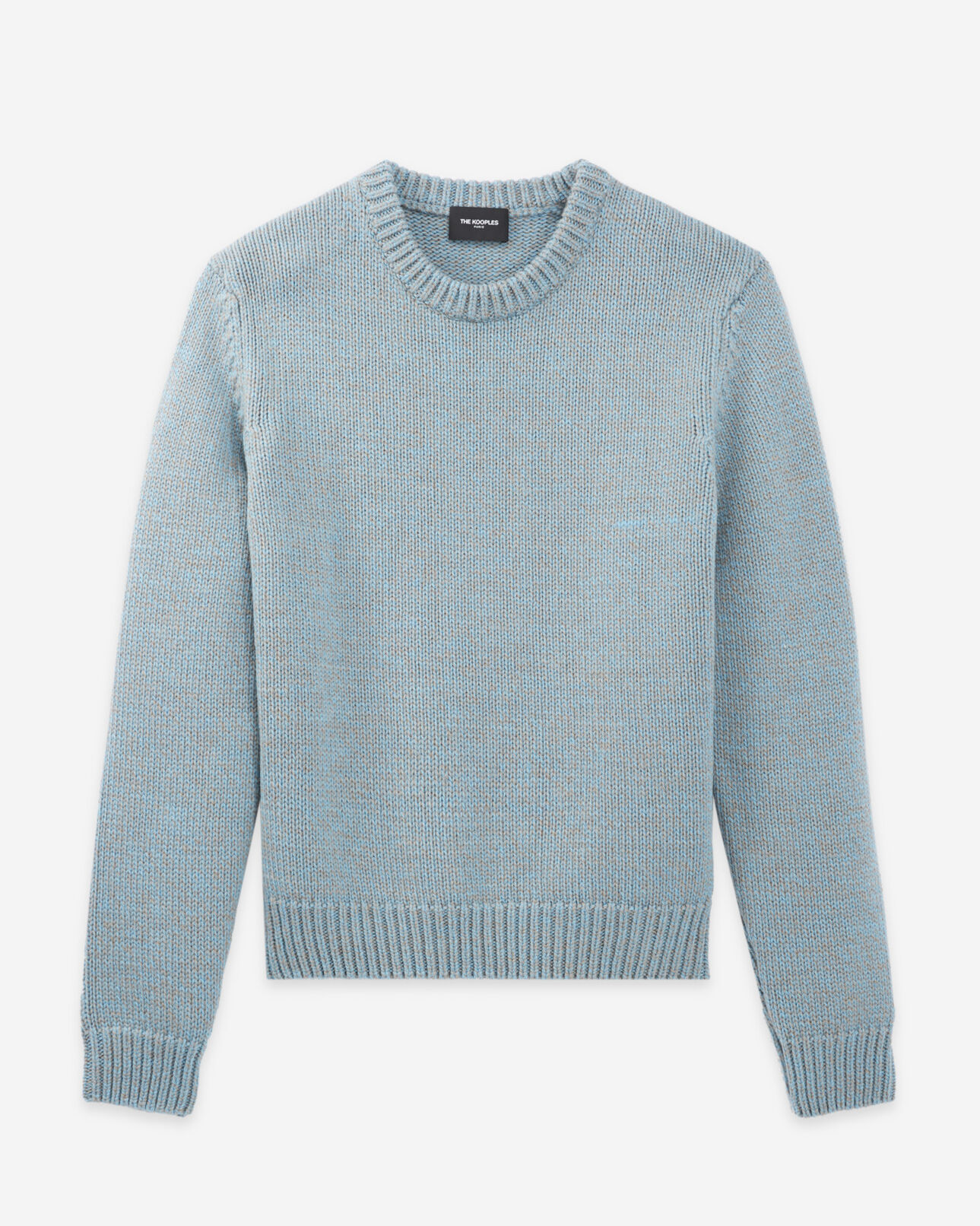 The Kooples MEN MULTICOLOR BABY BLUE light blue wool sweater w/ classic crew neck
