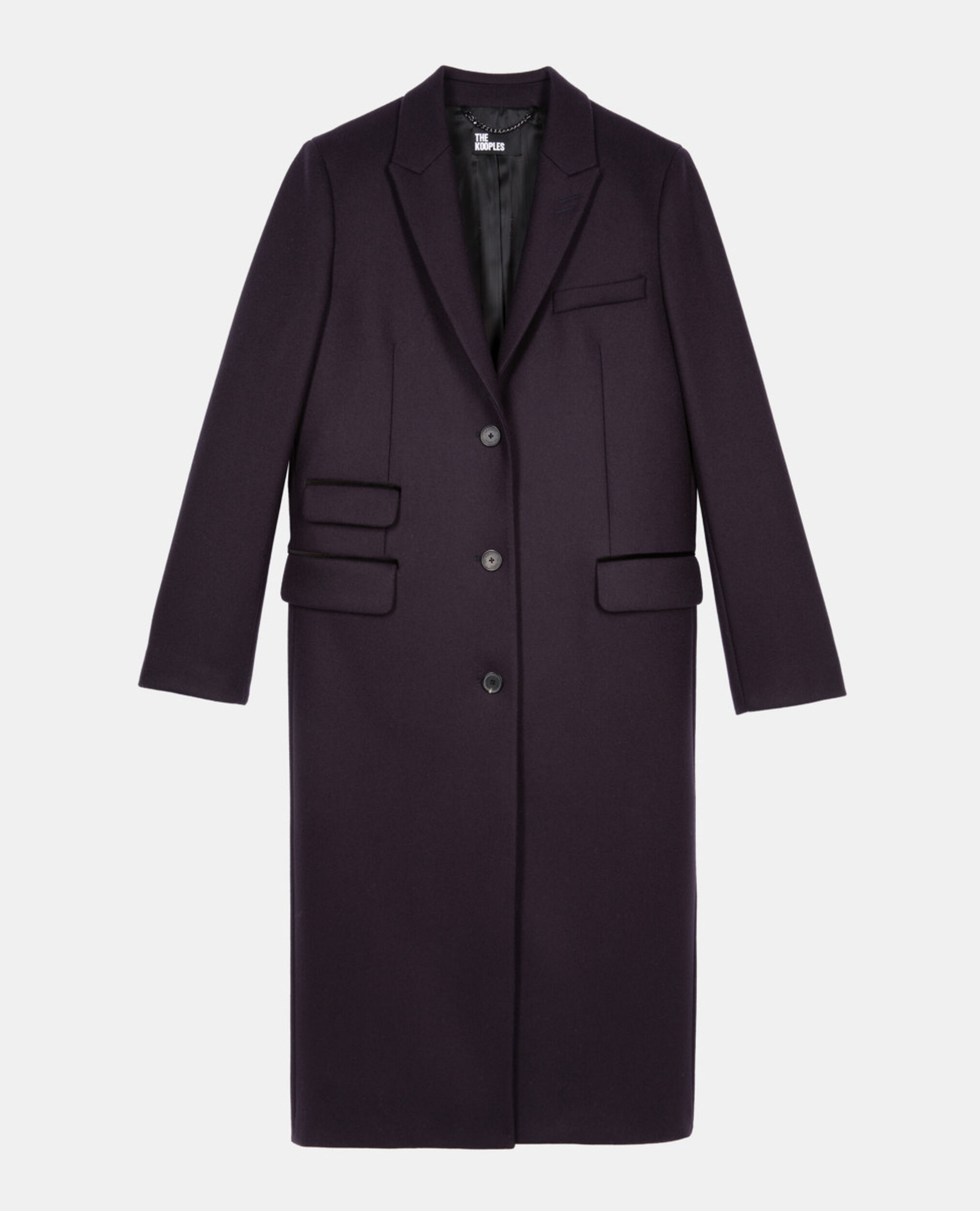 Manteau long en laine mélangée bleu marine, NAVY, hi-res image number null