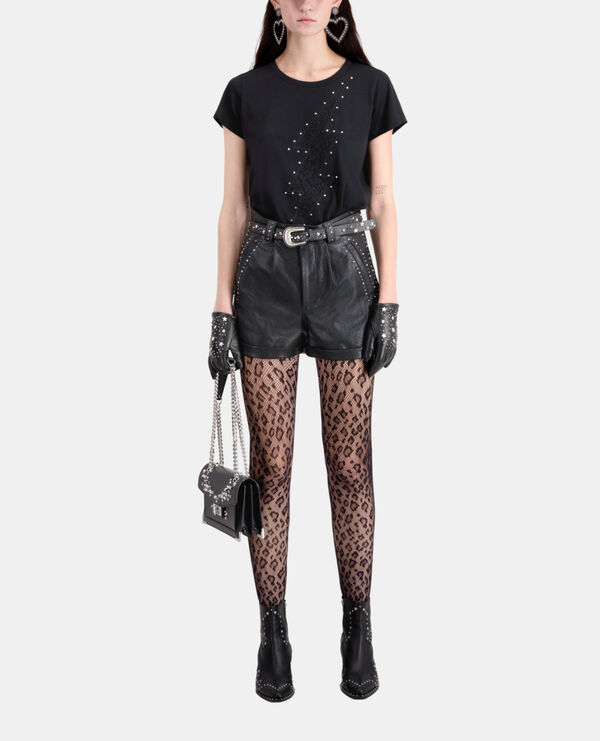 leather shorts with studs