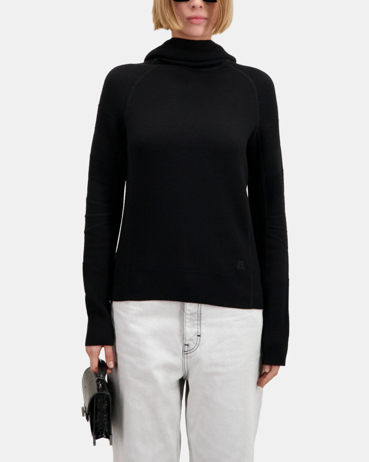 The Kooples DAMEN BLACK schwarzer pullover mit kapuze