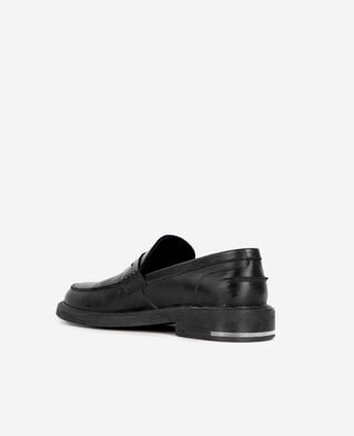 The Kooples MEN BLACK black leather penny loafers