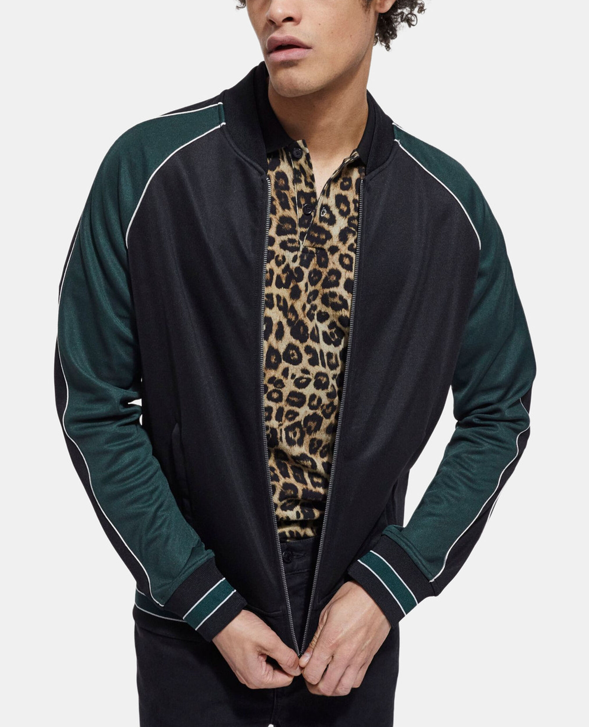 Two-tone zipped sweatshirt, VERT BOUTEILLE, hi-res image number null