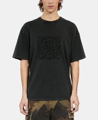 The Kooples H BLACK WASHED black t-shirt with logo embroidery