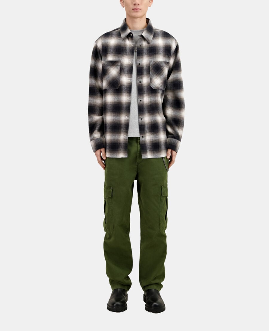 The Kooples HOMME BLACK GREY surchemise à carreaux noirs et blancs