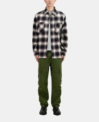 The Kooples HOMME BLACK GREY surchemise à carreaux noirs et blancs