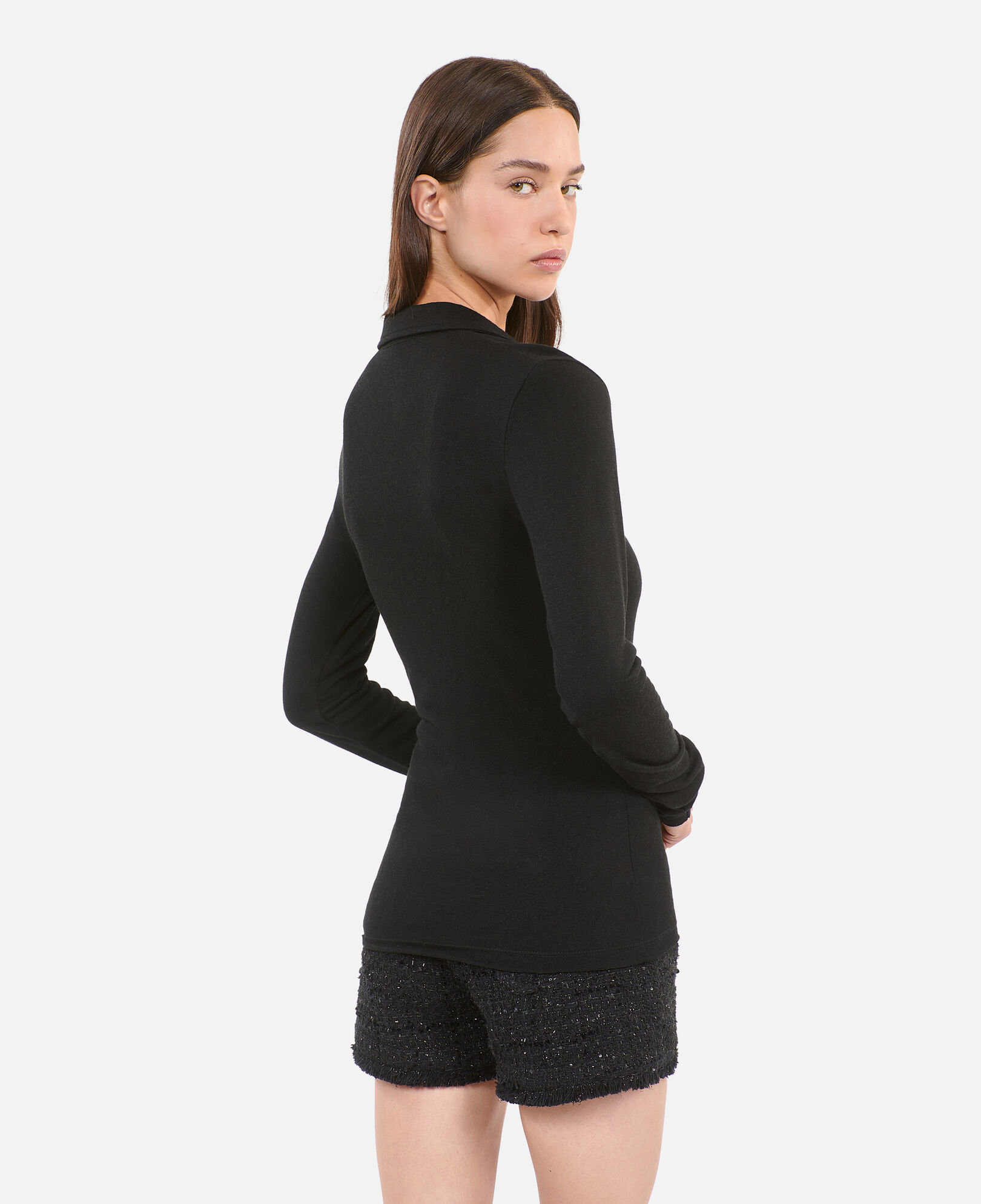 The Kooples FEMME BLACK polo manches longues noir