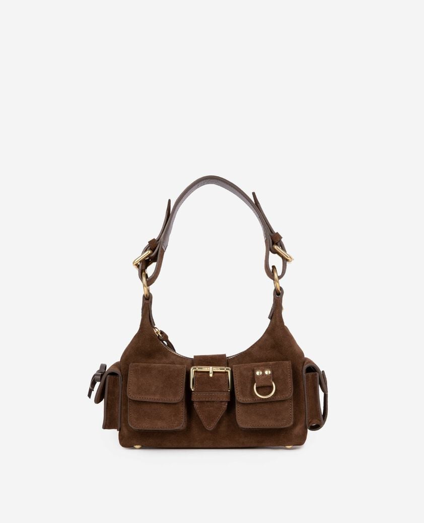 The Kooples FEMME CHOCOLATE sac amelia small en suède marron