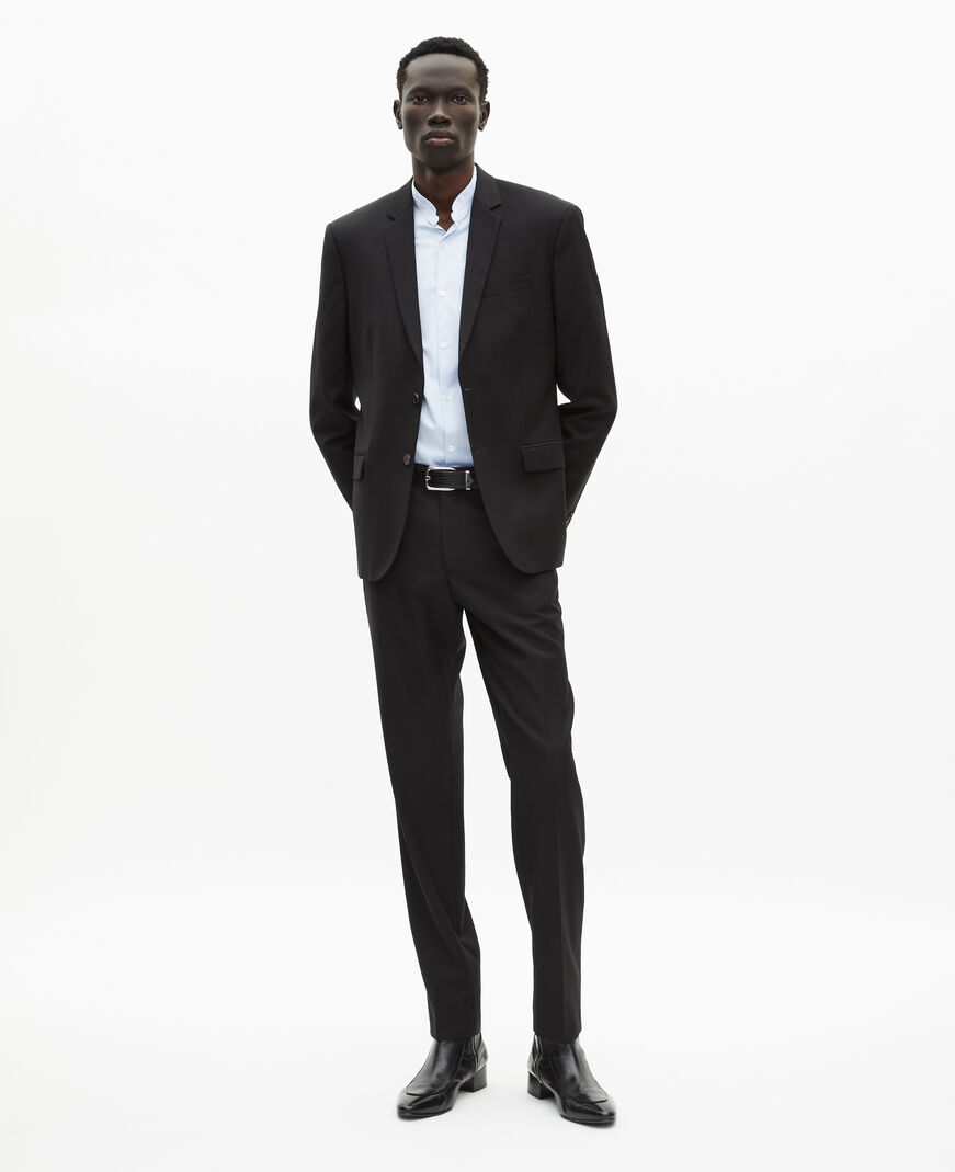 The Kooples HOMME BLACK veste de costume en laine noire coupe tailleur ajustée