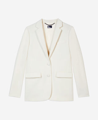 The Kooples MUJER ECRU traje de chaqueta de crepé de corte recto en color crudo